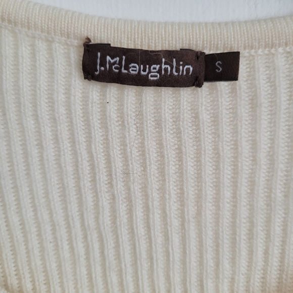 J. McLaughlin Women's Beige 100% Merino Wool Long Sleeve Scoop Neck Sweater Sz S - Picture 2 of 4